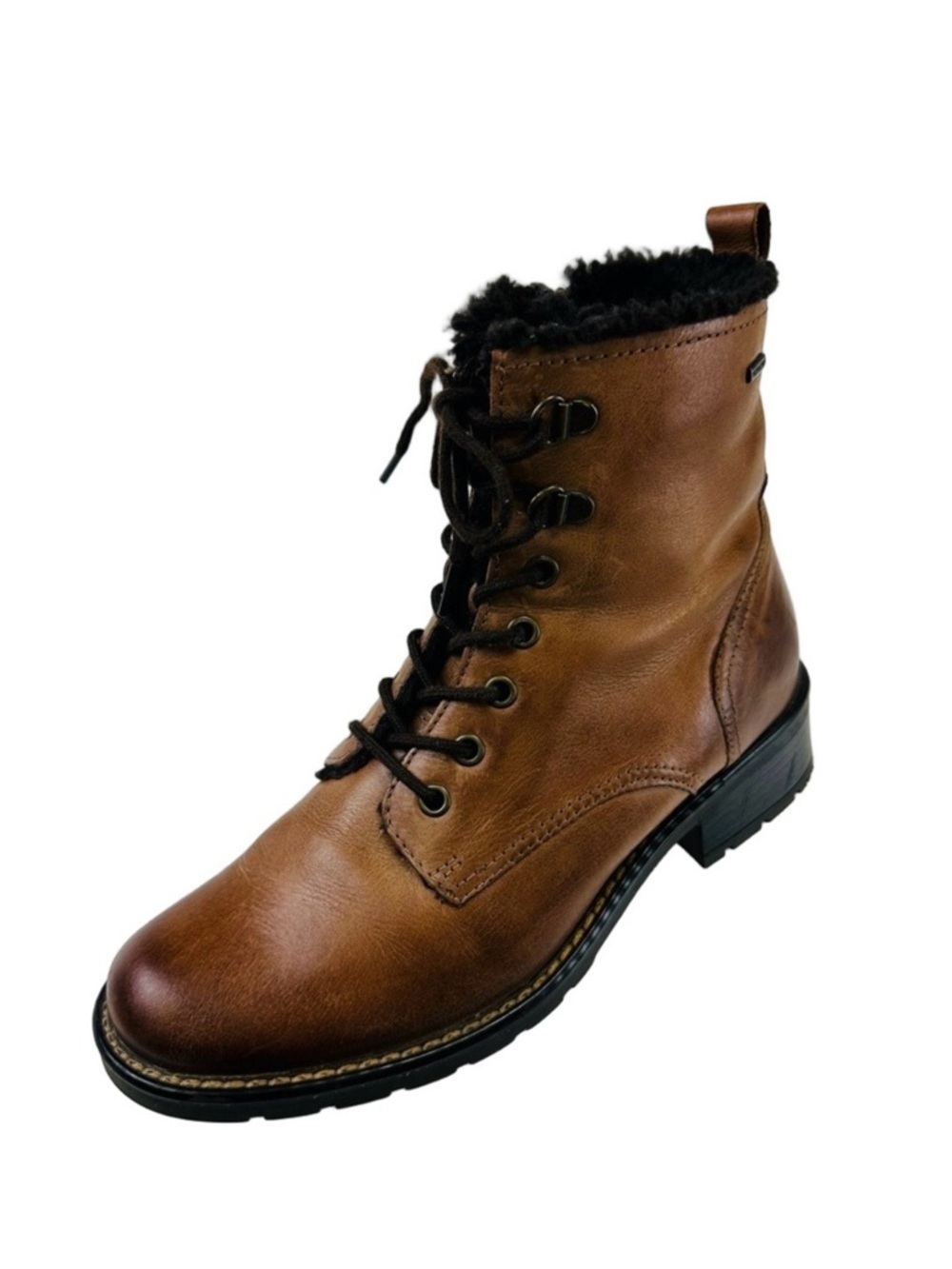 Luca Ferri brown leather boots Size 38 womens low heel water resistant winter